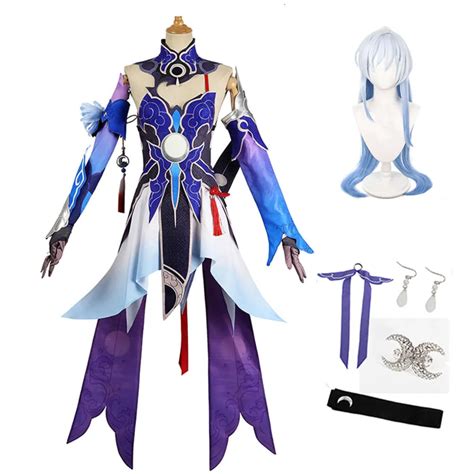 Jingliu Honkai Cosplay Costume Game 96cm Silver White Gradient Blue ...