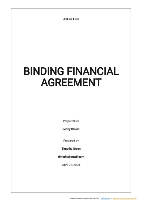 Financial Binding Agreement Template