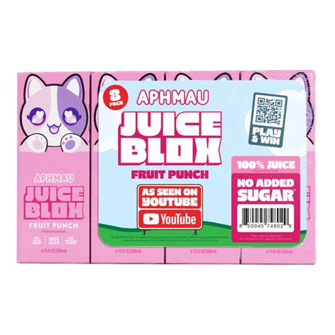 JuiceBlox Aphmau Fruit Punch Juice, 100% Fruit Juice, 6.75 fl oz, 8 ...