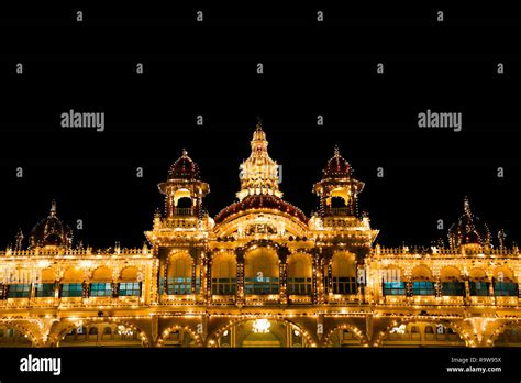 Mysore Palace night view in Mysore, India Stock Photo - Alamy