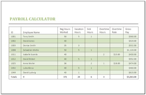 Ms Excel Printable Payroll Calculator Template Excel Templates - Riset