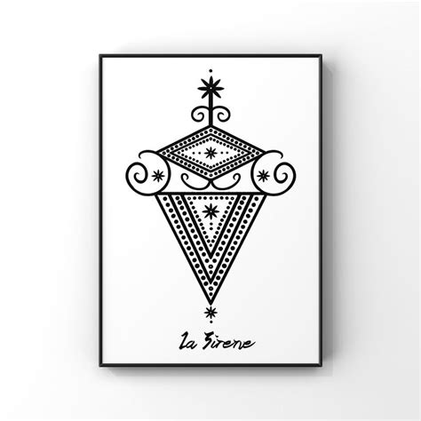 Veve La Sirene Voodoo Symbol Print Loa Sigil Mami Wata Magic Poster ...