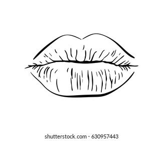 Kiss Lips Outline Clip Art