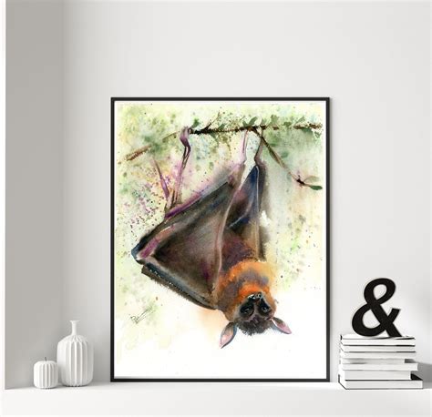 Bat Painting Original Watercolor animal wall art decor Nature | Etsy in ...