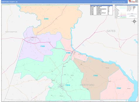 Hertford County, NC Wall Map Color Cast Style by MarketMAPS