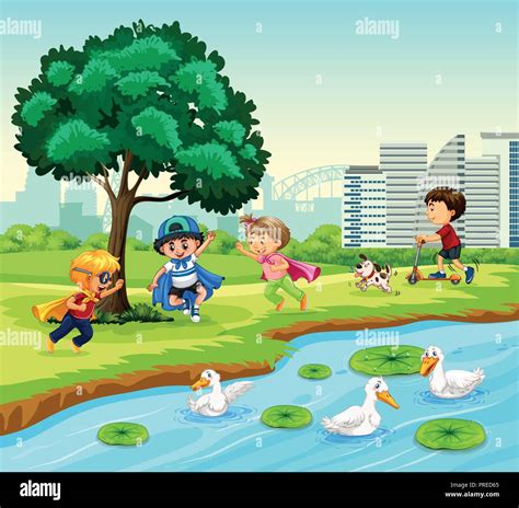 Children Playing In The Park Cartoon - Cartoon Children Playing In The ...