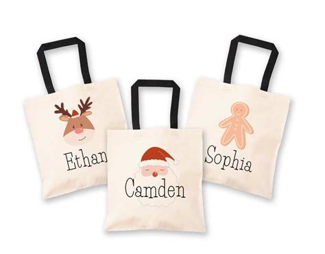 Personalized Christmas Tote Bags for Kids Custom Christmas Holiday Gift ...