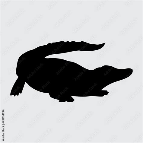 Crocodile Silhouette, Crocodile Isolated On White Background Stock ...