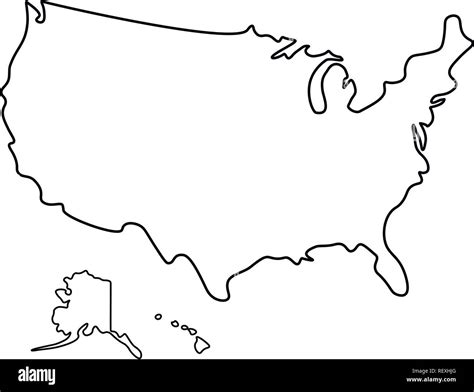 Map of USA - outline. Silhouette map of United States of America vector ...