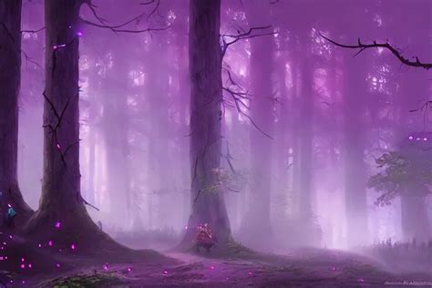 ancient magical dark forest, tall purple and pink | Stable Diffusion