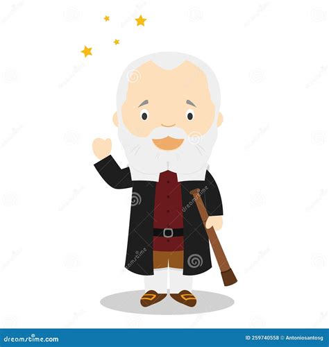 Galileo Galilei Cartoon Character. Vector Illustration Stock Vector ...