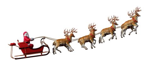 santa claus ready to deliver presents with sleigh with reindeer ...