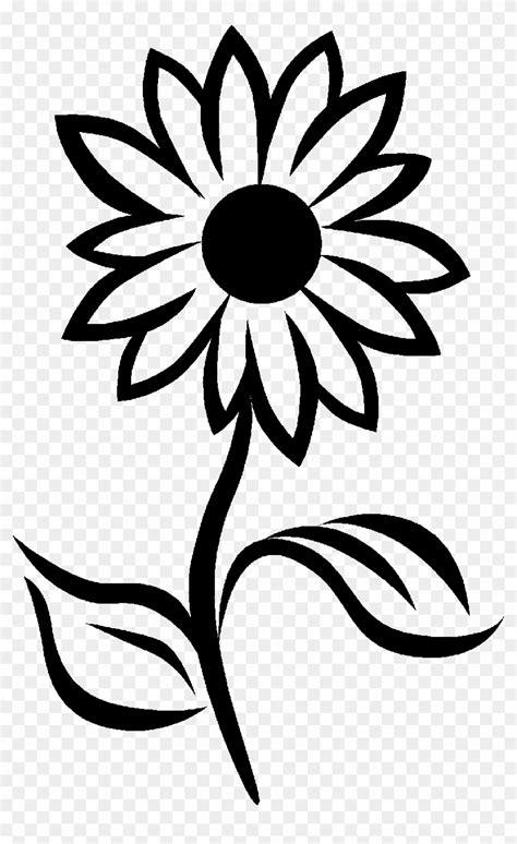 White Flower Clipart Sunflower - Sunflower Clipart Black And White ...