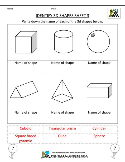 worksheet. 3 Dimensional Shapes Worksheets. Worksheet Fun Worksheet ...