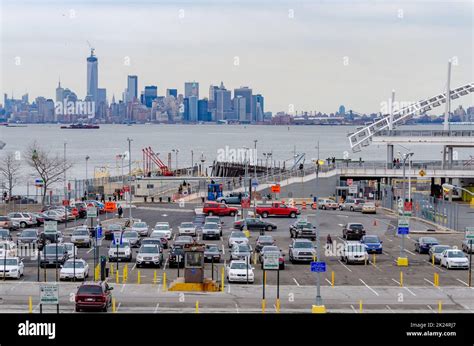 Staten Island Ferry Terminal Parking lot with Skyline of Manhattan, New ...