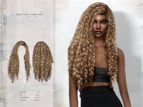 The Sims Resource - WINGS-ER0115-Fluffy long curly hair