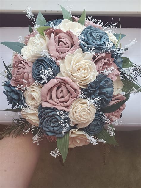 Dusty blue and dusty pink wedding bouquet dusty blue and pink wrist ...