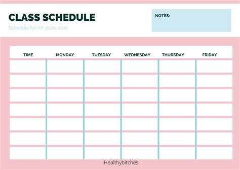 Weekly College Schedule Template