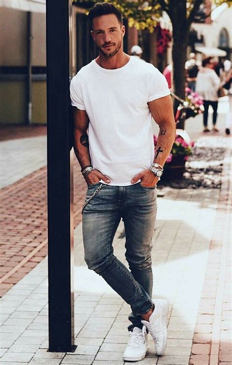 white t-shirt outfit ideas for men. #mens #fashion #style | Shirt ...