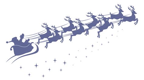 Silhouette of santa claus riding on reindeer sleigh 12786722 Vector Art ...