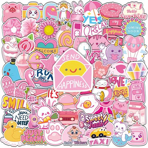 Buy Pink Stickers Aesthetic,150PCS Cute Stickers Aesthetic Waterproof ...