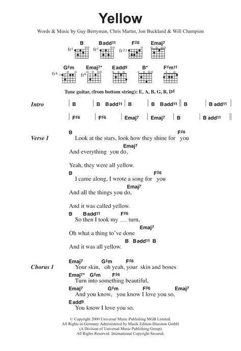 Belajar Main Chord Gitar Coldplay Yellow dengan Mudah » TAB