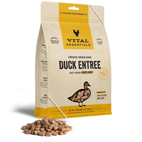 Vital Essentials Freeze-Dried Raw Duck Entree Mini Nibs Cat Food, 12-oz ...