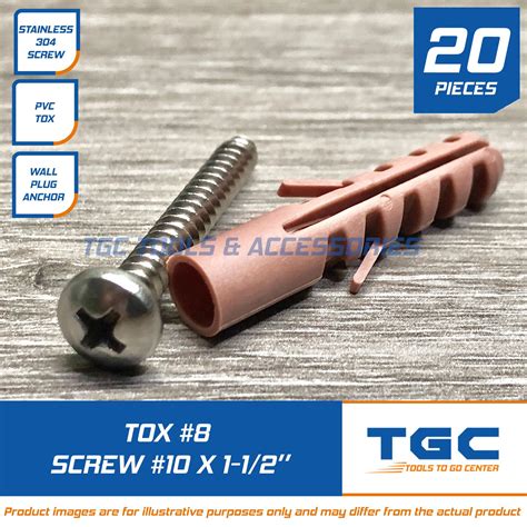 20PCS Tox 8 with Stainless Screw 10 x 1-1/2 inch for Wall Plug Anchor ...