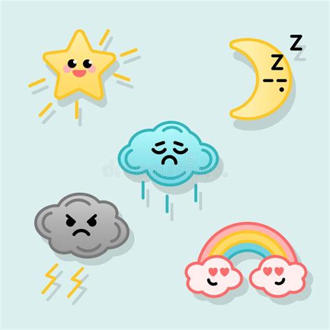 Weather stickers emoji stock vector. Illustration of storm - 251929691