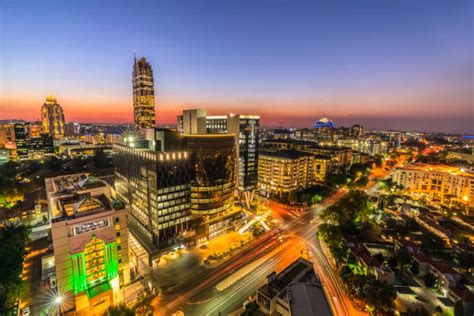 290+ Sandton Skyline In Johannesburg At Night Stock Photos, Pictures ...