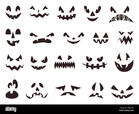 Scary halloween pumpkin faces silhouette, evil ghost eyes. Funny or ...