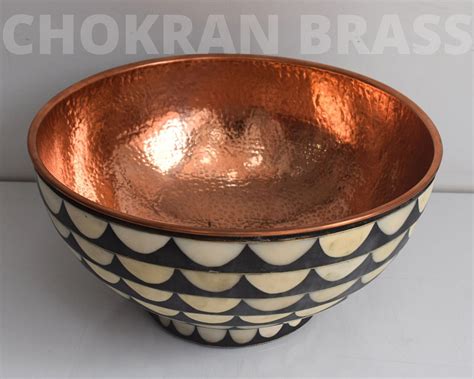 Copper Vanity Sink Vessel, Resin and Copper Material, Copper Bathroom ...