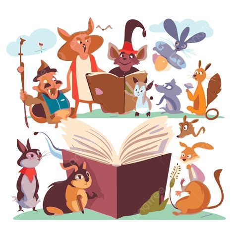 Storybook Characters Clipart Cartoon Animals Reading Books And Play ...