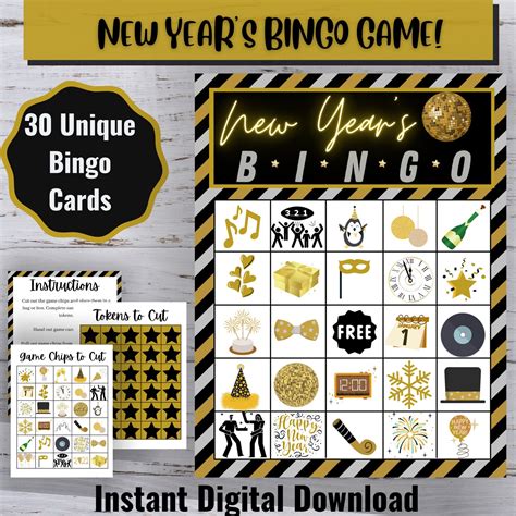 New Year's Bingo 30 Unique Bingo Cards Kids' New - Etsy