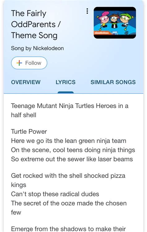 When you google the Fairly OddParents theme song lyrics it tells you ...