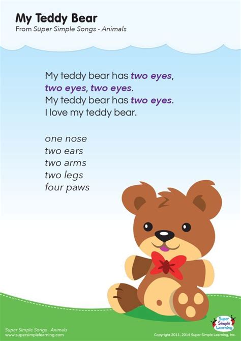 Teddy Bear Picnic Day Song - My Teddy Bear Lyrics Poster | Bocatewasuer