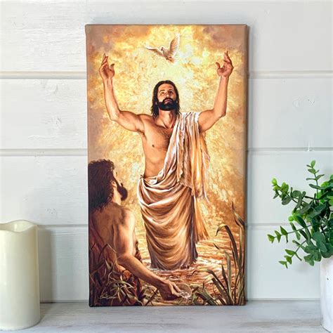 Baptism Of Jesus Canvas Wall Art - Glow Decor