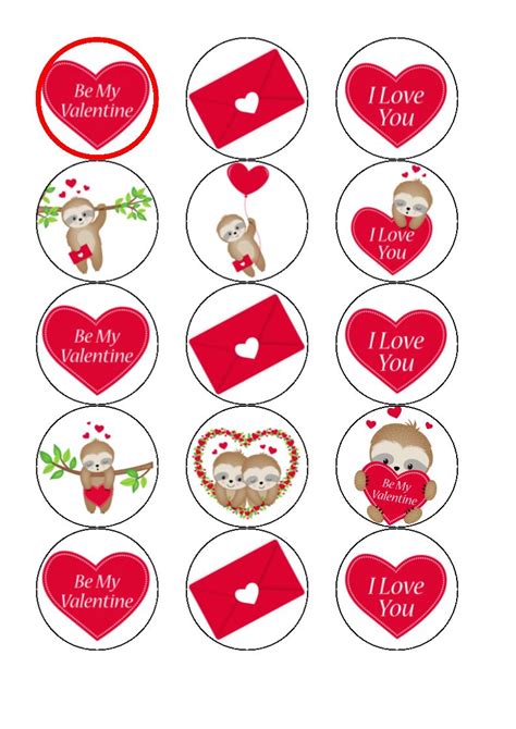 Sloth Valentine cupcake toppers - Incredible Toppers