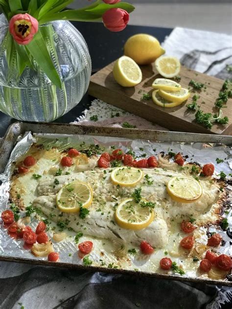 Easy Baked Lemon Sole with Shallots and Blistered Cherry Tomatoes ...