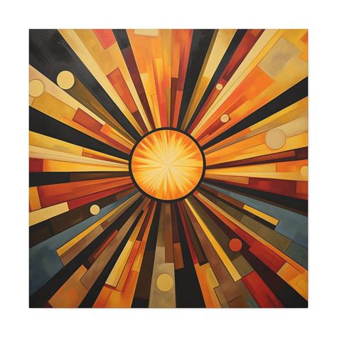 Sunburst Painting Art Deco Style Painting of Sunburst on Square Canvas ...