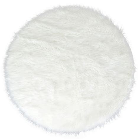 Alair White Round Faux Fur Area Rug 5 Foot Wide - Walmart.com - Walmart.com