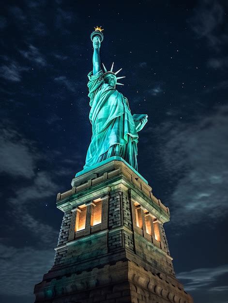 Premium Photo | Statue of Liberty at night