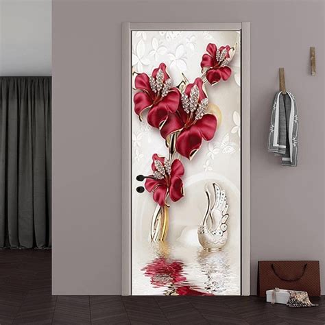 Door Sticker 34.6*78.7in 3D PVC Door Sticker Door Sticker Stone Statue ...