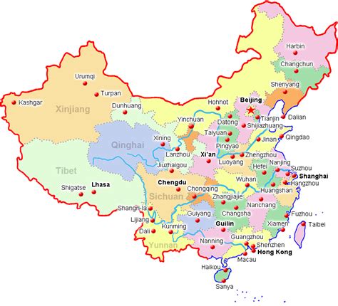 China City Maps, Map of China Cities, Major China Cities