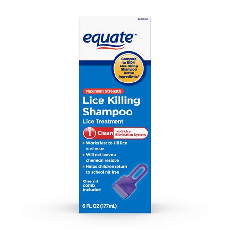 Equate Lice Killing Shampoo; Step 1 Lice Treatment For Kids and Adults ...