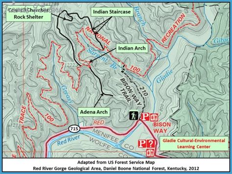 Red River Gorge Hiking Trails Map - TravelsFinders.Com