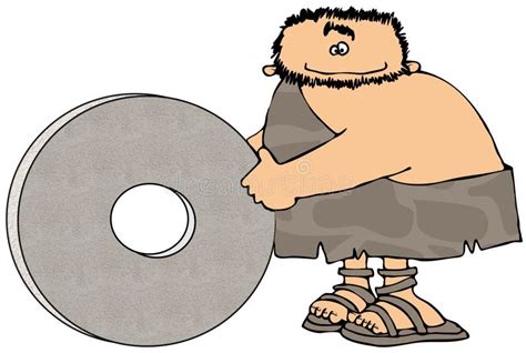 Caveman And The Wheel stock illustration. Image of round - 3590116