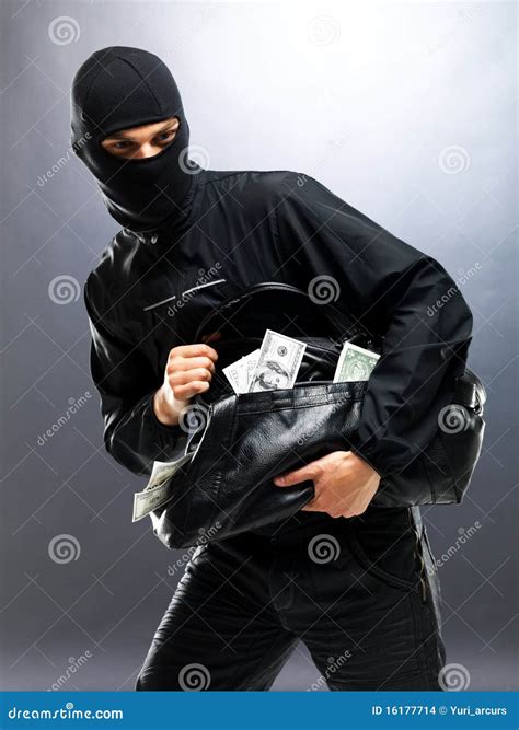 Bank Robber in a Mask with Stolen Money Stock Photo - Image of gangster ...