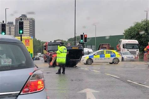 Rochdale News | News Headlines | Vehicle overturns at major junction in ...