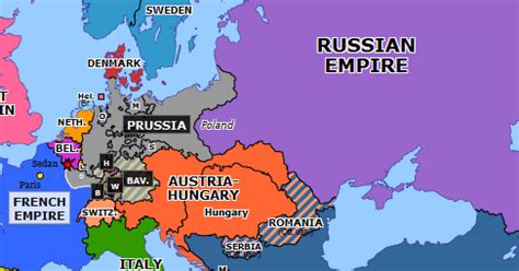 Map Of Europe 1870 - Zone Map